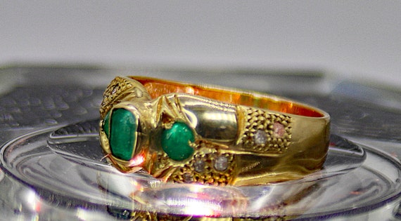 Emeralds and Diamonds 10K Gold Ring One-Of-A-Kind… - image 4
