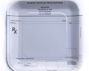 Prescription Pad Party Plates, Medical Party Decor, Set of 10