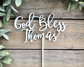Personalisierter God Bless Cake Topper - Taufe Erstkommunion Deko