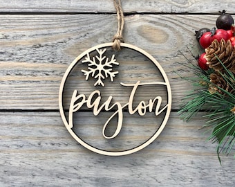 Custom Christmas Tree Baubles, Personalized Ornament Laser Cut Names, Christmas Custom Gift Tag With Year And Name