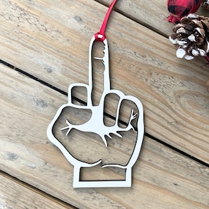 Middle Finger Christmas Ornament - Rude Adult Humor Holiday Keepsake