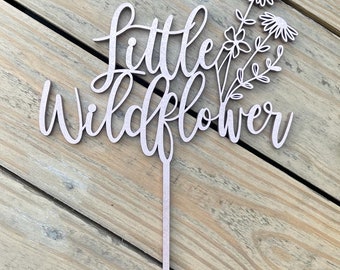 Liten vildblomma Boho blommig tårtdekoration - Babyshower och 1-årsdagsdekoration för flicka