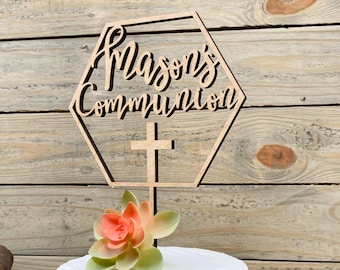 First Communion Cake Toppers, Personalized Baptism Cake Topper, Custom Christening Cake Topper, Rustic God Bless Cake Topper, Holy Communion