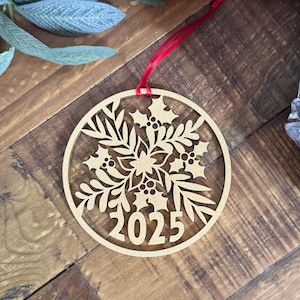 2026 Snowflake Wood Christmas Ornament - Dated Keepsake Collector Decor