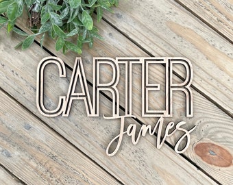 Personalized Baby Boy Name Wood Sign - Nursery Newborn Little Man Wall Decor
