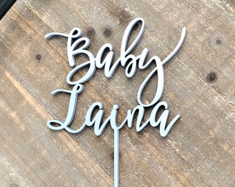 Baby Shower Cake Topper, Custom Cake Topper, Baby Name Cake Topper, Personalized Name Cake Topper, Baby Cake Topper, Wood Name Cake Topper