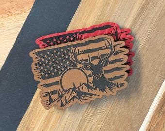 USA Flagge Hirsch Aufnäher: Vaterländischer Jagdhut mit Wunschgravur