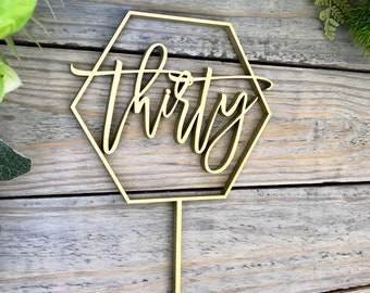 Dirty Thirty 30th Birthday Cake Topper - Calligraphy Script Milestone Decor