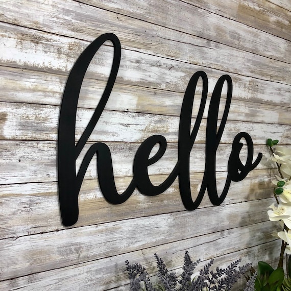 Hello wood sign deals