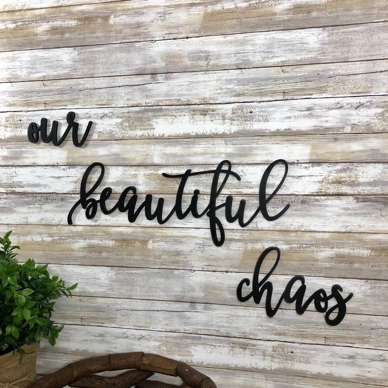 Our Beautiful Chaos Rustic Farmhouse Wood Sign - Family Living Room ...