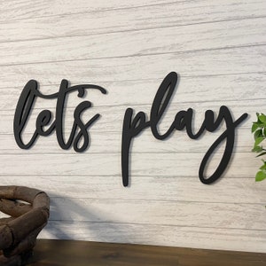Let&#39;s Play Wood Sign: Laser Cut Playroom Wall Decor