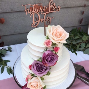 Future Mrs Cake Topper, Custom Bridal Shower Cake Topper, Calligraphy Personalized Bridal Shower Cake Topper, Gold Bachelorette Cake Topper image 4