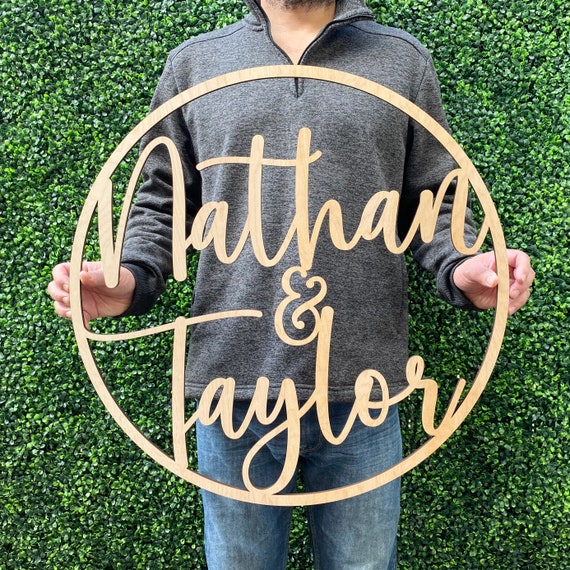 Custom Laser Cut Wood Couple Name Sign - Engagement Party Backdrop Decor