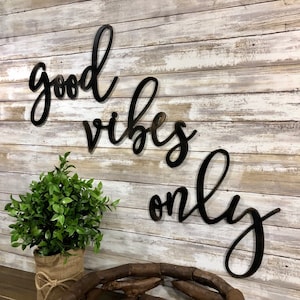 Good Vibes Only Wood Sign - Positive Vibes Quotes Sign - Party Patio Decor Sign - Inspirational Wall Art - Classroom Office Decor