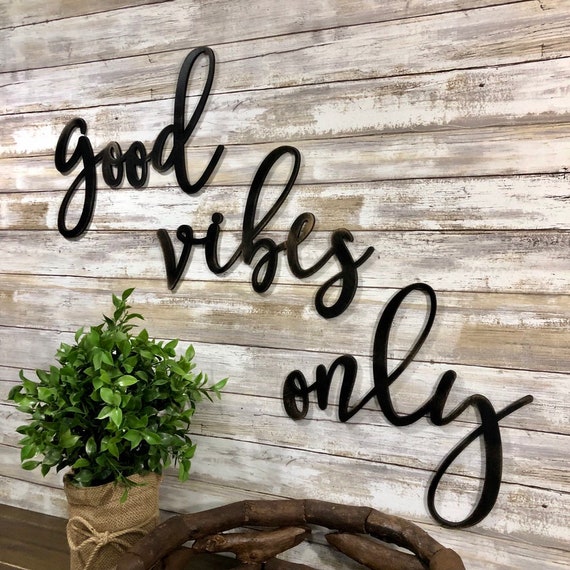 Good Vibes Only Wood Words, Positive Vibes Quotes Sign, Home Room