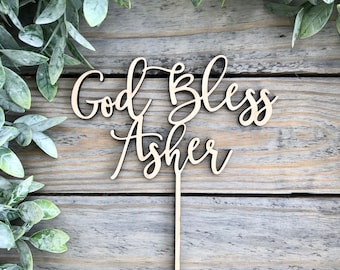 God Bless Cake Topper - Christening Baptism & First Communion Decor