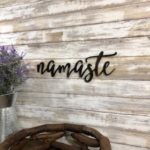 Namaste Sign Cutout, Namaste Wood Words, Word Cutouts, Wooden Letters, Namaste Sign, Yoga Room Decor, Yoga Sign, Namaste Wall Art