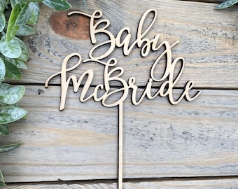 Adorno para tarta con nombre de bebé personalizado - Decoración personalizada para baby shower de niño o niña