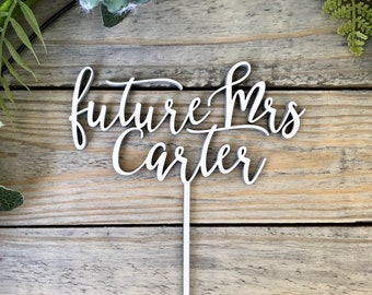 Personalized Future Mrs. Rose Gold Cake Topper - Miss to Mrs Bridal Shower