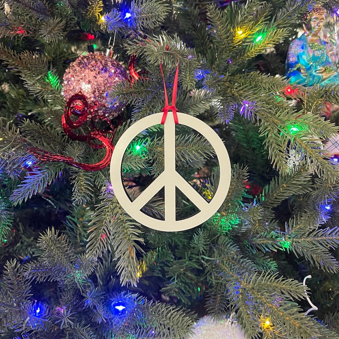 Peace on Earth Ornament, Peace Sign Ornament, Peace Hand Ornament
