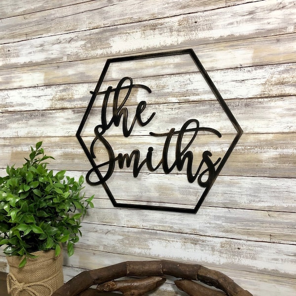 Hexagon 3D Name Sign - Custom Geometric Wood Nursery Modern Farmhouse Decor