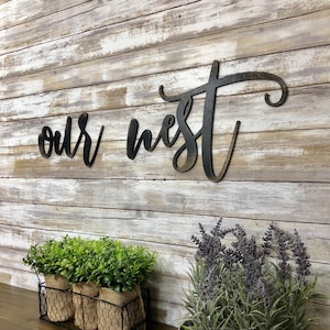 Our Nest Family Name Sign: Laser Cut Wood, Farmhouse Decor