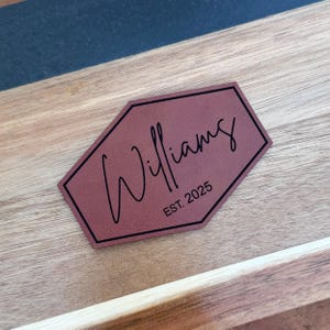 Personalized Faux Leather Name Patch - 3.3&quot; Iron-on Engraved Patch