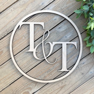 Laser Cut Wood Initials Sign: Personalized Wedding Decor