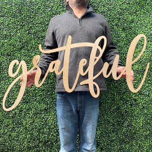 Grateful Sign, Grateful Wood Cutout, Grateful Heart Sign, Large Home Wood Sign, Blessed Sign, Gather Sign, Thankful Sign, Family Quote Sign