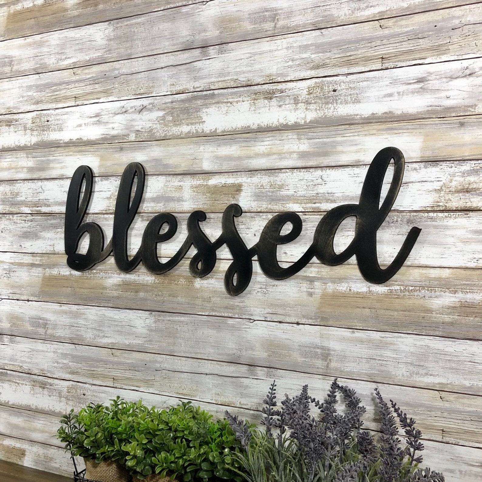 Blessed Wood Cutout Blessed Wooden Sign Wall Hanging Decor Etsy