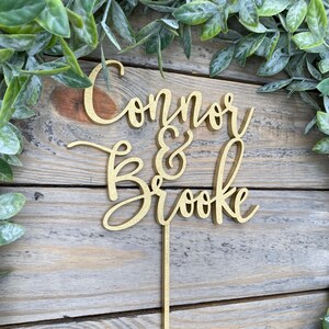 Custom Script Cake Topper with Names - Wedding Engagement Anniversary Decor