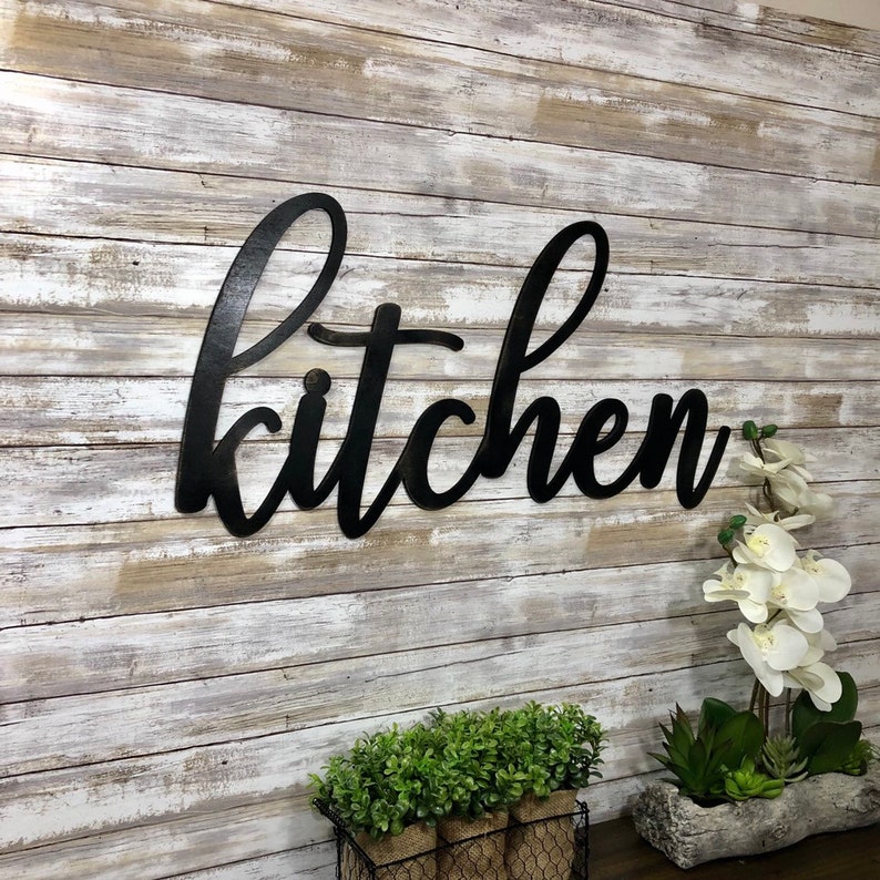 Kitchen Wall Decor Kitchen Script Decor Kitchen Word Cutout Etsy