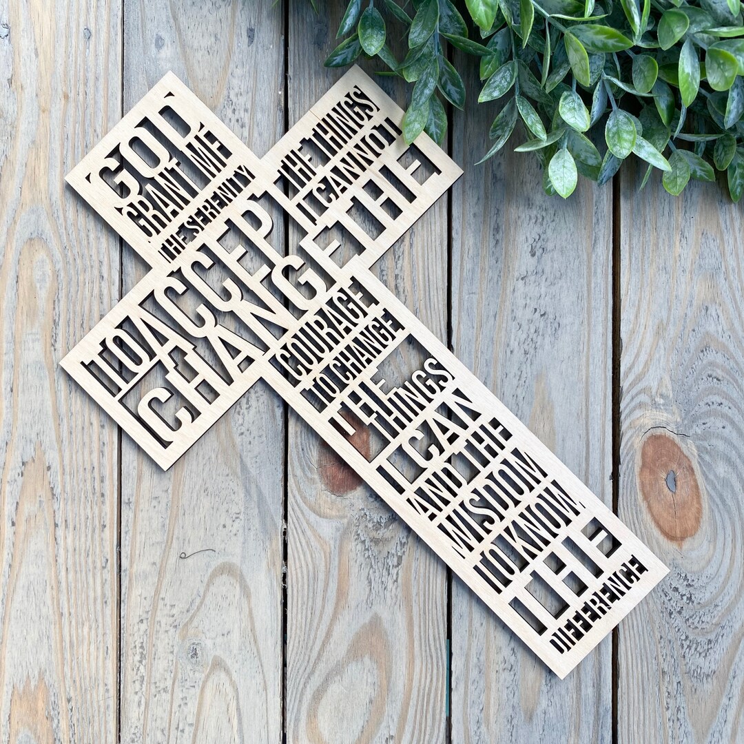 Serenity Prayer Wall Art Christian Gift Religious Wood Cut Etsy