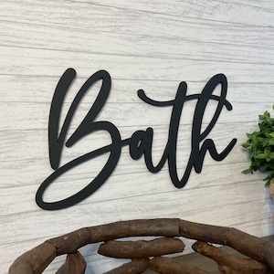 Bath Sign: Laser Cut Wood Bathroom Wall Decor