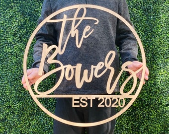 Large Custom Last Name Wood Sign - Personalized Est Date Family Wedding Backdrop Decor