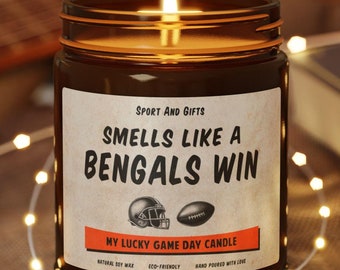 Bengals Win Candle: Retro Cincinnati Bengals, Game Day Decor