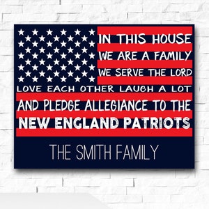 Personalized New England Patriots Flag Print: Family Name Canvas Art