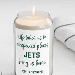 Personalisierte New York Jets Kerze: Individuell gefertigtes Fan Geschenk