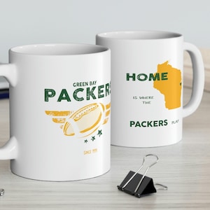 Green Bay Packers Ceramic Coffee Mug 11oz and 15oz Father&#39;s Day Gift, Packers Fan Gift For Dad and Grandpa