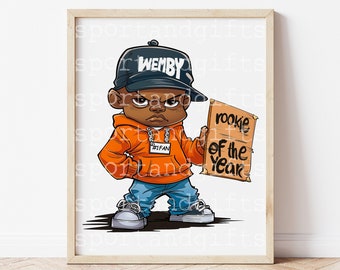 Wemby Rookie of the Year Cartoon Poster: Spurs Fan Art Print or Canvas