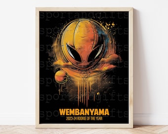 Wemby Alien Basketball Art: Spurs Rookie of the Year Poster or Canvas