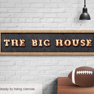Michigan Stadium Industrial Canvas Sign: Wolverines Football Fan Man Cave Decor
