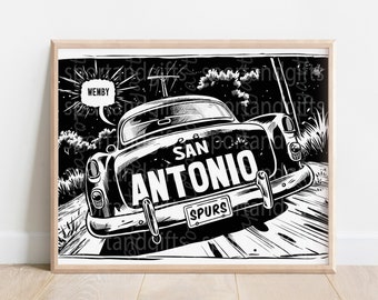 Wemby Car Illustration: San Antonio Spurs Poster or Canvas