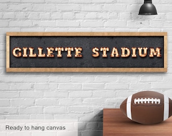 Gillette Stadium Industrial Canvas Sign: New England Patriots Football Fan Gift