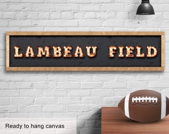 Lambeau Field Canvas Sign Gift for Green Bay Packers Football Fan Birthday Gift Modern Industrial Man Cave Wall Decor