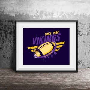 Retro Vikings Football Poster: Vintage Photographic Print
