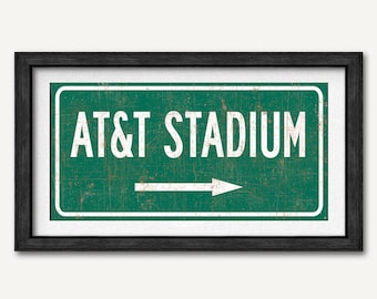 AT&T Stadium Highway Sign, Dallas Cowboys Wall Art Poster Print, Football Gift For Him