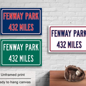 Personalized Fenway Park Distance Sign: Boston Red Sox Poster or Canvas