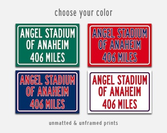 Personalized Angel Stadium Distance Sign: Los Angeles Baseball Fan Art (Print or Canvas)