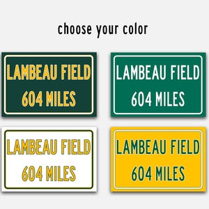 Personalized Lambeau Field Distance Sign: Green Bay Packers Wall Art
